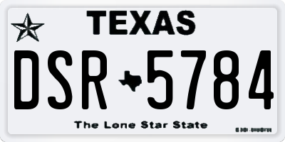 TX license plate DSR5784