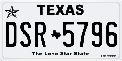 TX license plate DSR5796