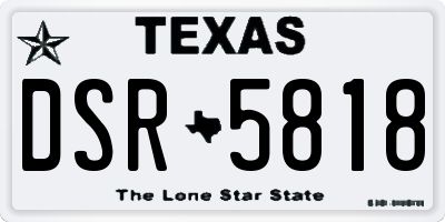 TX license plate DSR5818