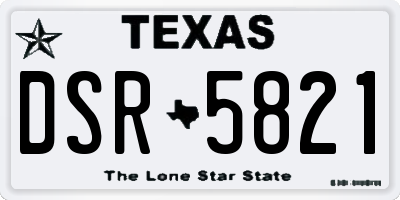 TX license plate DSR5821