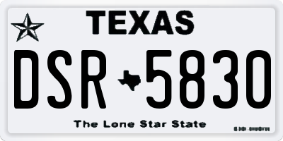 TX license plate DSR5830