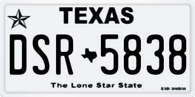 TX license plate DSR5838