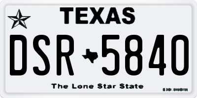 TX license plate DSR5840