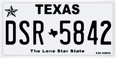 TX license plate DSR5842