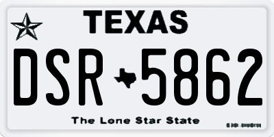 TX license plate DSR5862