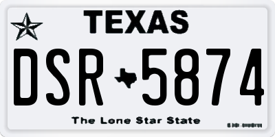 TX license plate DSR5874