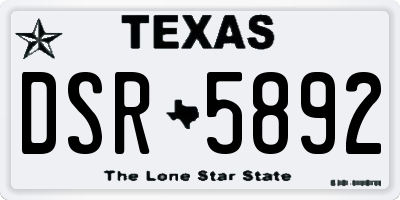 TX license plate DSR5892