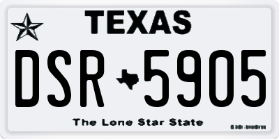 TX license plate DSR5905