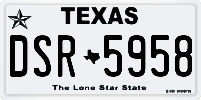 TX license plate DSR5958
