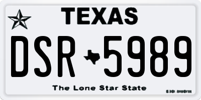 TX license plate DSR5989