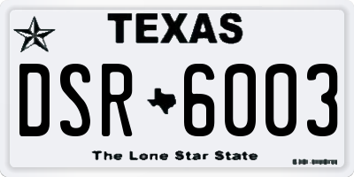 TX license plate DSR6003