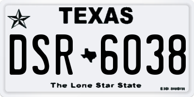 TX license plate DSR6038