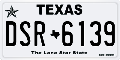 TX license plate DSR6139