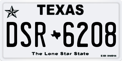 TX license plate DSR6208