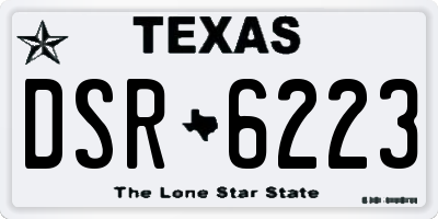 TX license plate DSR6223