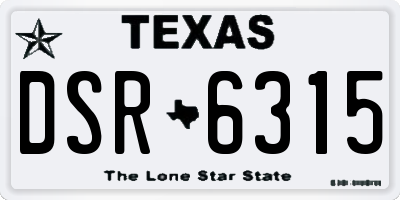 TX license plate DSR6315