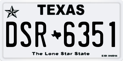 TX license plate DSR6351