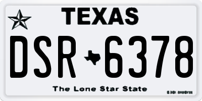 TX license plate DSR6378