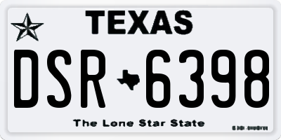 TX license plate DSR6398