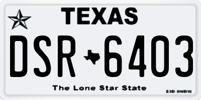 TX license plate DSR6403