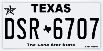 TX license plate DSR6707