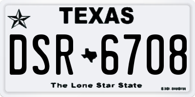 TX license plate DSR6708