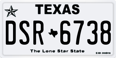 TX license plate DSR6738