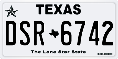 TX license plate DSR6742