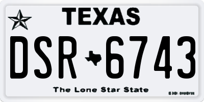 TX license plate DSR6743