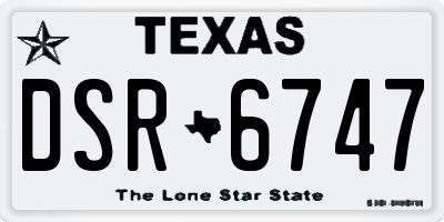 TX license plate DSR6747