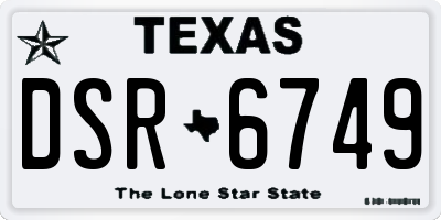 TX license plate DSR6749