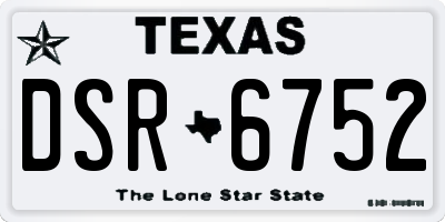 TX license plate DSR6752