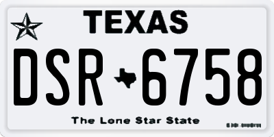TX license plate DSR6758