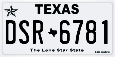 TX license plate DSR6781