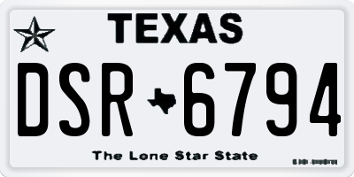TX license plate DSR6794