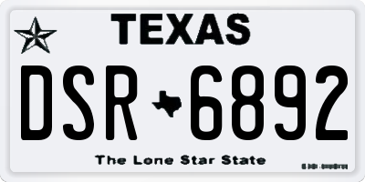 TX license plate DSR6892