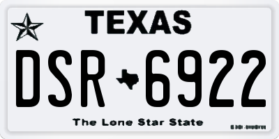 TX license plate DSR6922