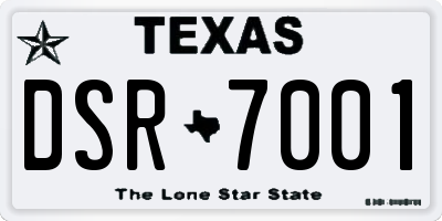TX license plate DSR7001