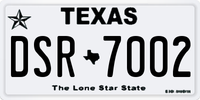 TX license plate DSR7002