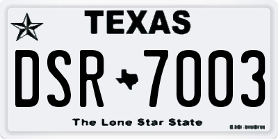 TX license plate DSR7003