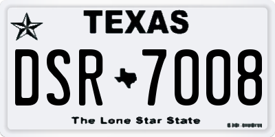TX license plate DSR7008