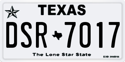 TX license plate DSR7017