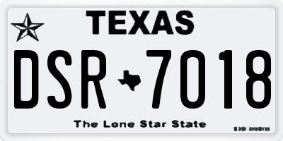 TX license plate DSR7018