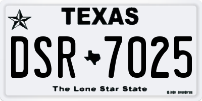 TX license plate DSR7025