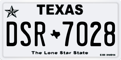 TX license plate DSR7028
