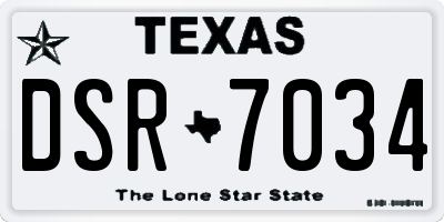 TX license plate DSR7034