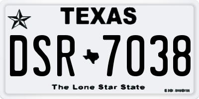 TX license plate DSR7038