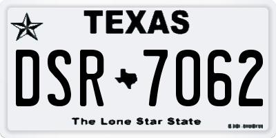 TX license plate DSR7062