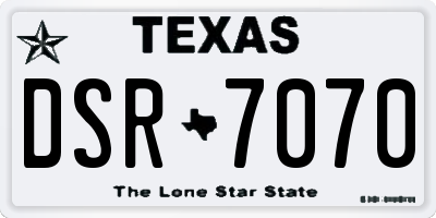 TX license plate DSR7070