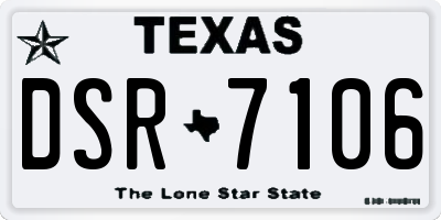 TX license plate DSR7106